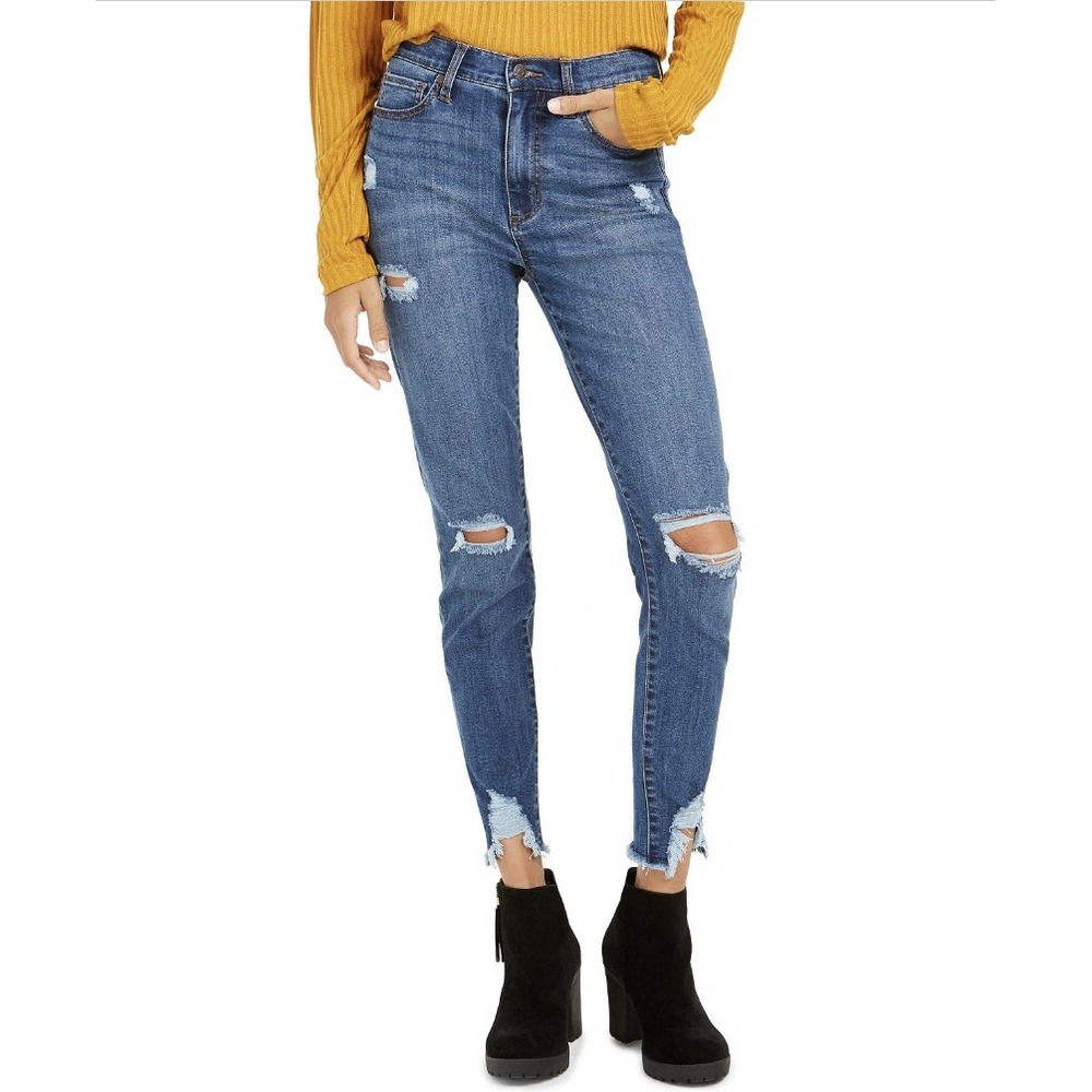 celebrity pink juniors' ripped raw edge skinny ankie jeans Size 0/24